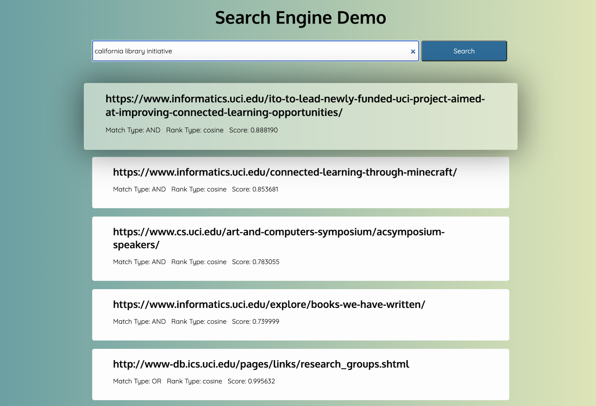 Shows what the layout of the search engine looks like